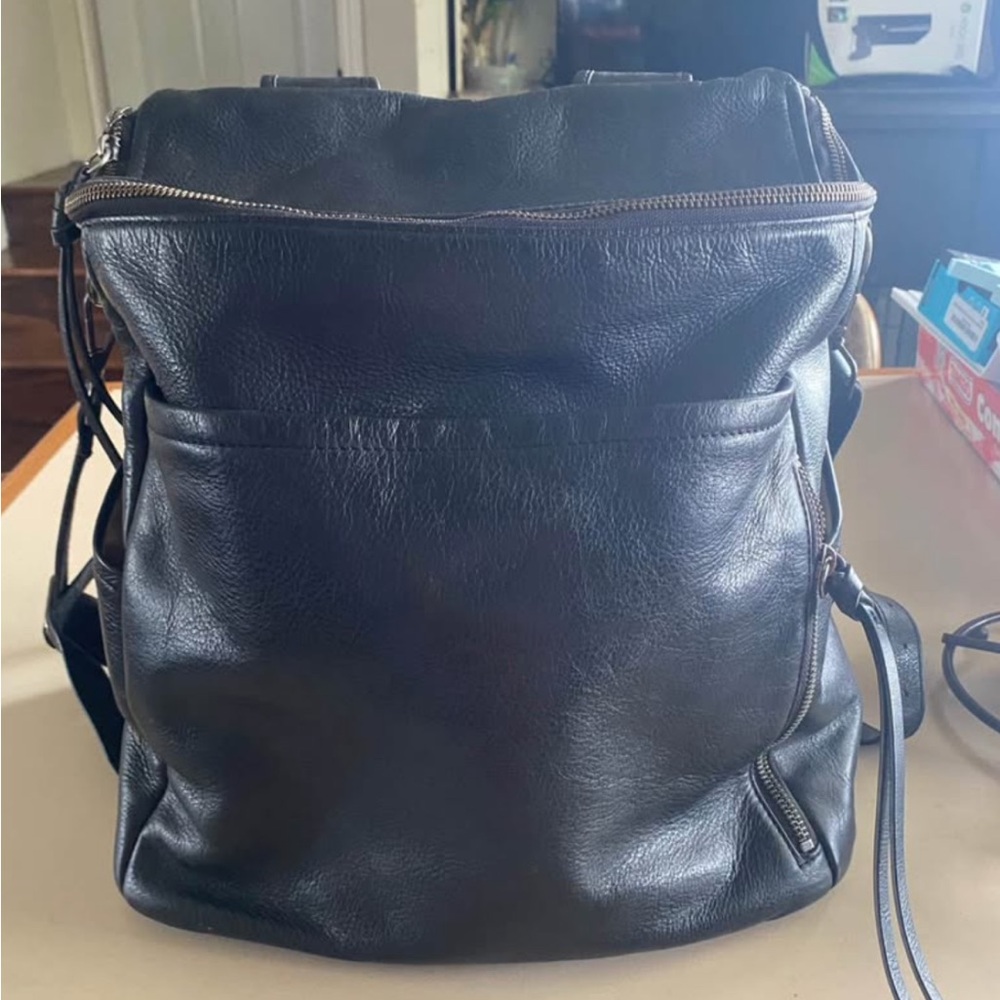 Elegant Black Leather Women's Backpack
